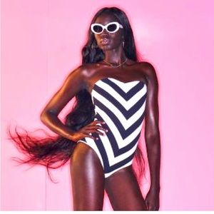 NWT Zara Barbie Collection 2023 Chevron Striped Swimsuit